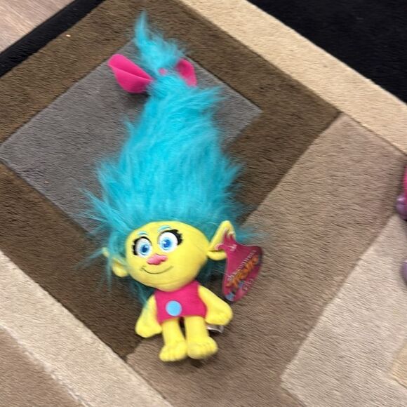 Trolls Blue and Yellow Stuffed Animal with Spiky Hair - Picture 3 of 7